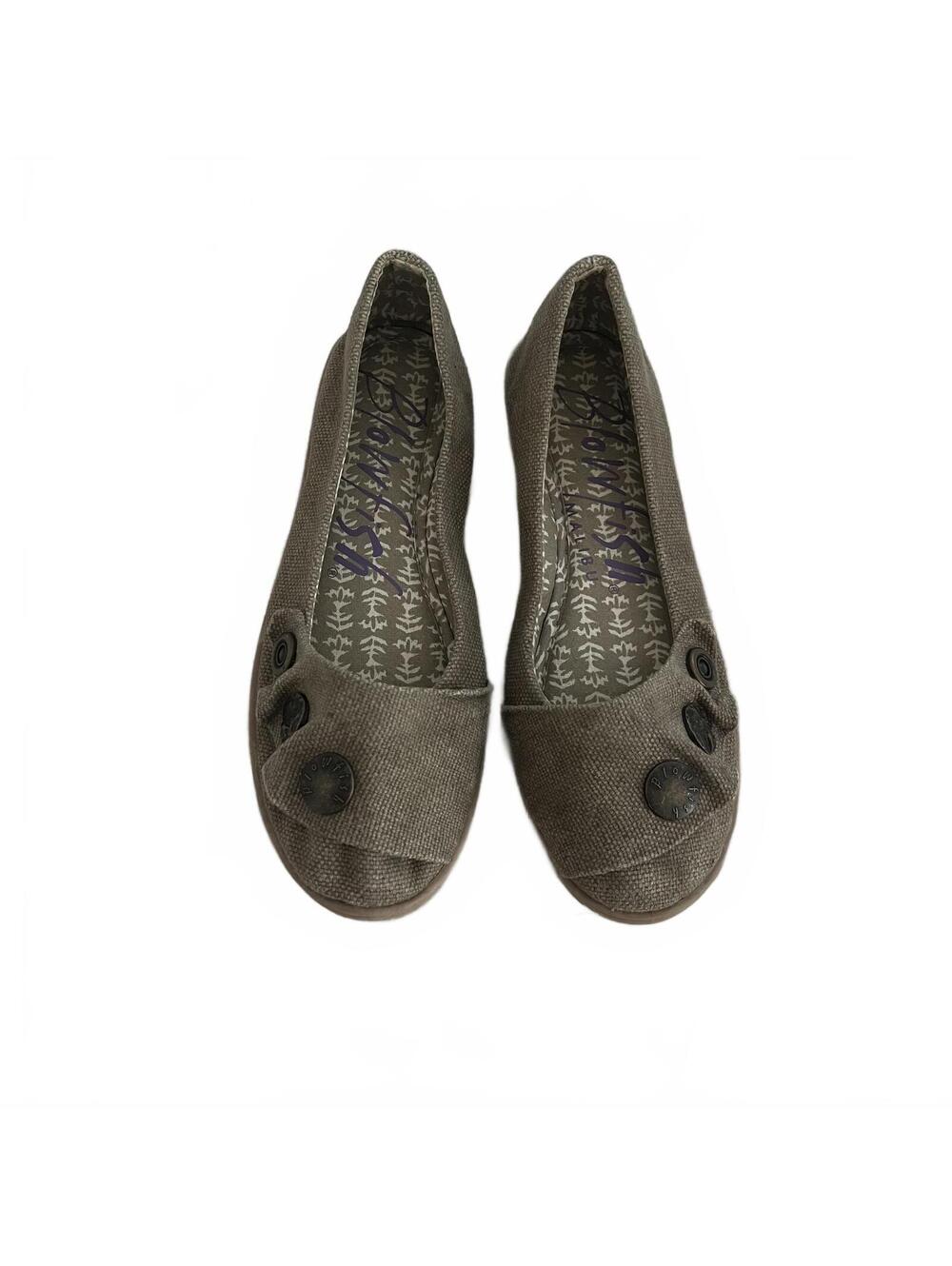 Y2K Blowfish Malibu Taupe Canvas Button Ballet Flats
